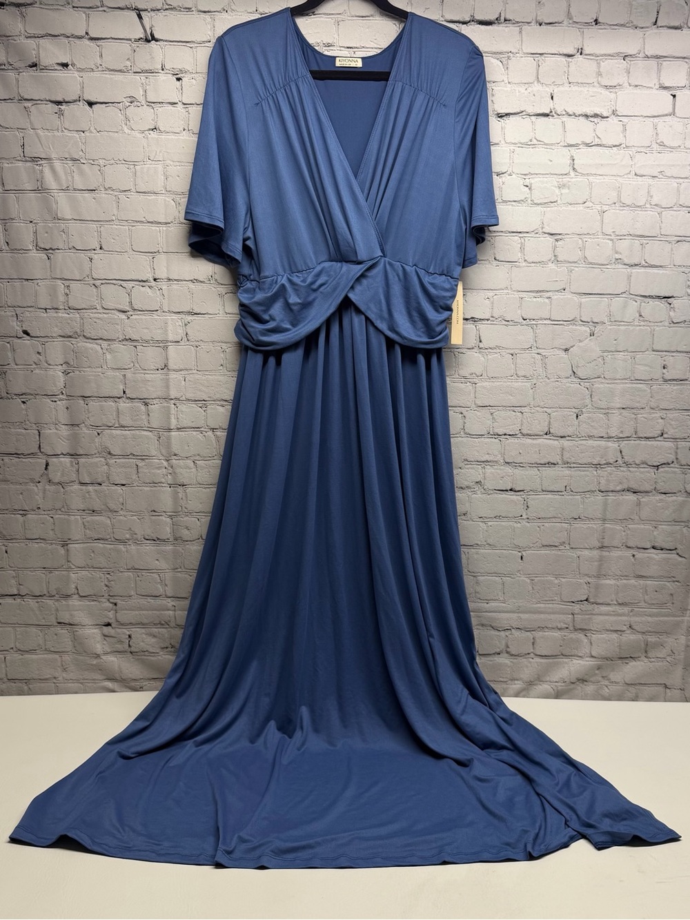 Kiyonna Slate Blue Twist-Front Maxi Dress size 2X NWT